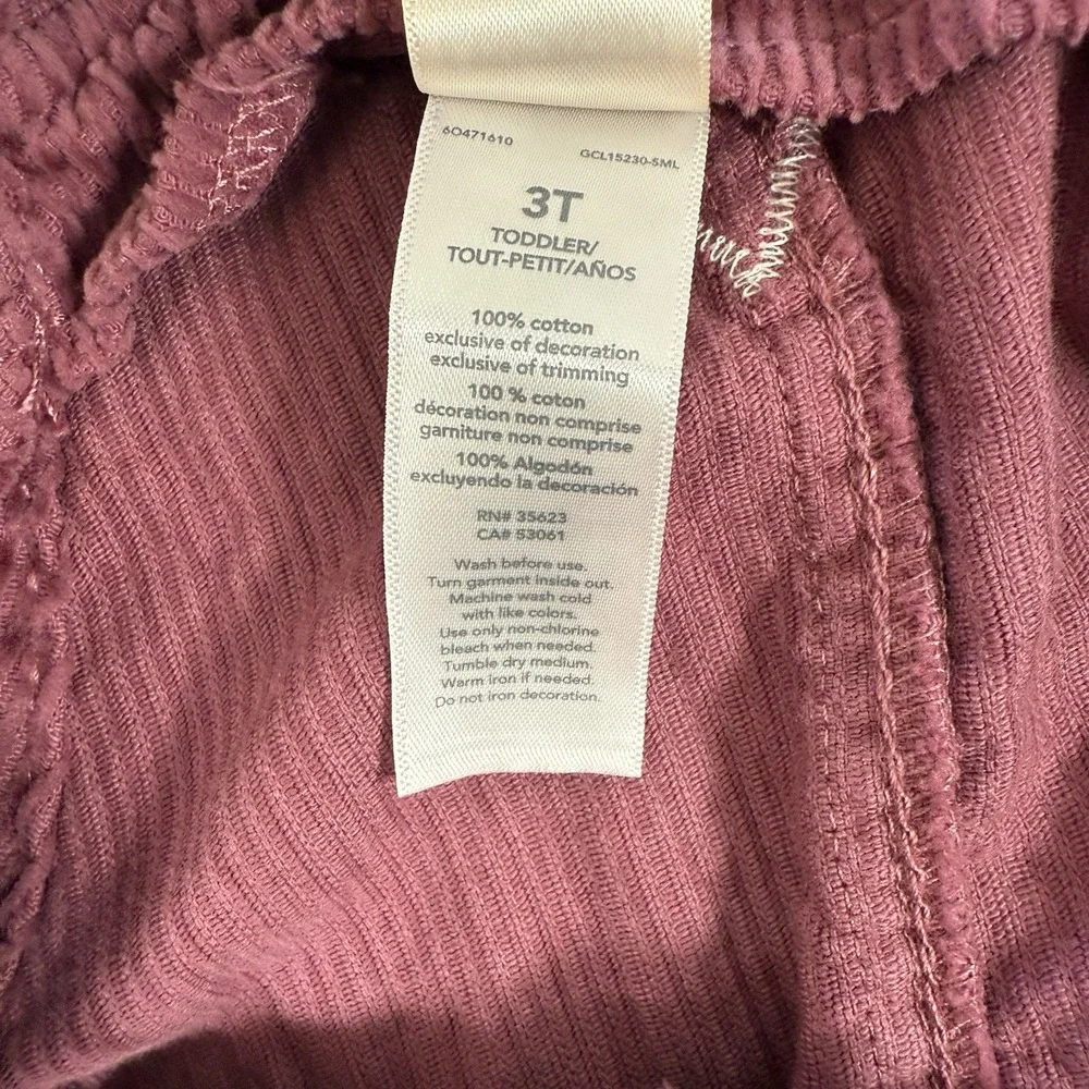 Oshkosh Bgosh Girls Jumper Overall Dress Size 3T Pink Corduroy‎ Cottagecore